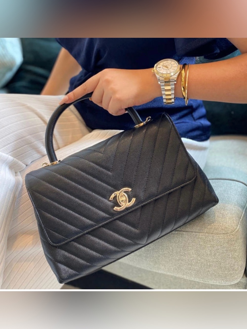 Chanel Black it only has those little marks.
